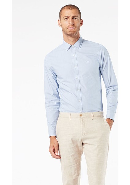 Refined Poplin Mavi Gömlek modelleri