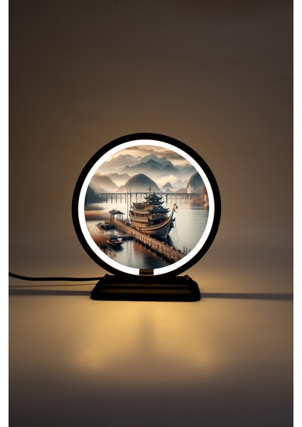 Gemi Temalı Dekoratif Masa Lambası