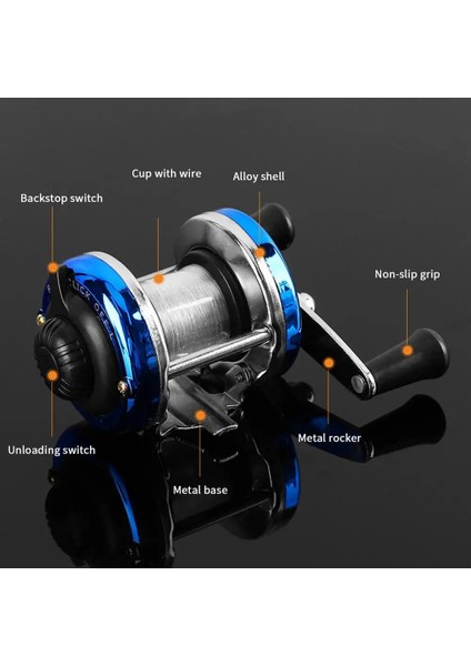 Mavi Stil Mini Kış Buz Balıkçılık Reel Metal Baitcasting Balıkçılık Aksesuarları Çift Rocker Yem Döküm Makarası Pürüzsüz Kolu Yüksek Frenleme (Yurt Dışından)