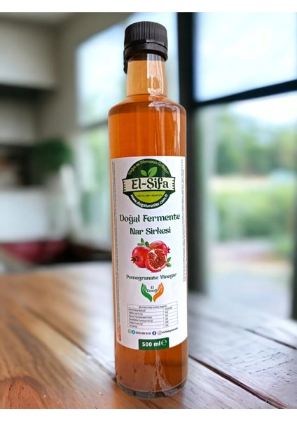 100% Doğal Fermante Nar Sirkesi (Pomegranate Vinegar) 500ML Cam Şişe