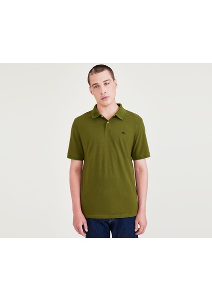 Rib Collar Yeşil Polo Tişört