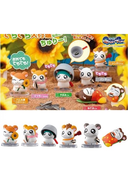 Hamtaro Rakamlar Anime Hamster Line Up Kavun Tohumları Yemek Gashapon Karikatür Pvc Action Figure Bebek Süsleri Çocuklar Için (Yurt Dışından)