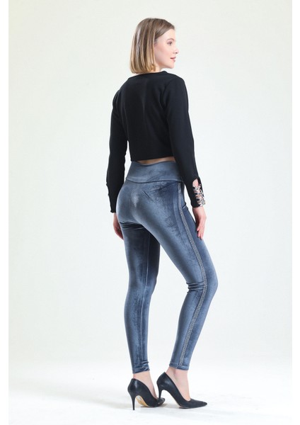 Yanları Taş Detaylı Kadife Tayt | TYT33266 indirimleri