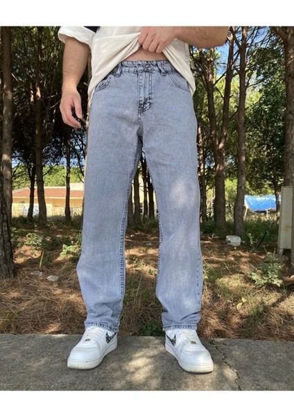 Buz Mavi Baggy Pantolon