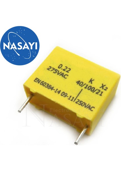 10 Adet Güvenlik Kondansatörü MPX40/100/21 Class-X2 0.22 K275V 0.22UF 224K (Yurt Dışından)