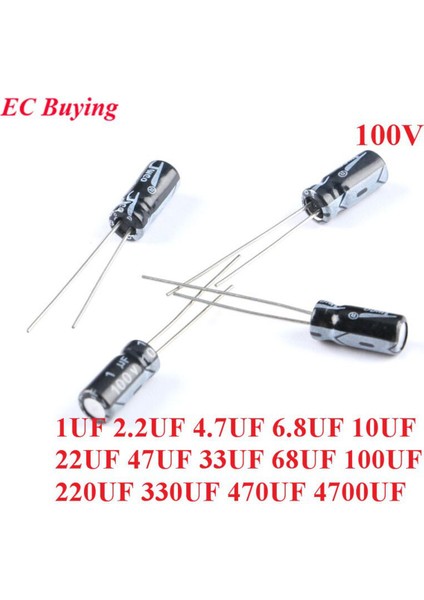 5 Adet Dıp Elektrolitik Kondansatör 100V 10UF 22UF 47UF 1uf 2.2uf 4.7uf 6.8uf 33UF 68UF 100UF 220UF 330UF 470UF 4700UF ±%20 (Yurt Dışından)