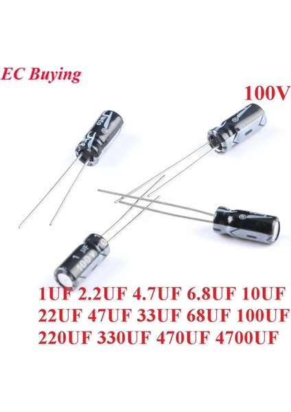5 Adet Dıp Elektrolitik Kondansatör 100V 10UF 22UF 47UF 1uf 2.2uf 4.7uf 6.8uf 33UF 68UF 100UF 220UF 330UF 470UF 4700UF ±%20 (Yurt Dışından)