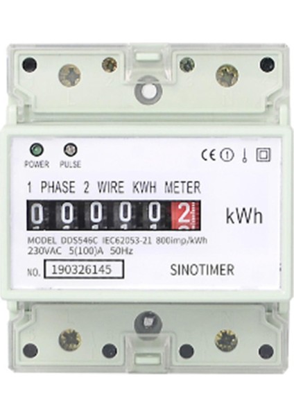 Adet Elektrikli Tek Fazlı Iki Telli Enerji Ölçer Kwh Sayacı Ac 220V 100A Tüketim Analog Elektrik Wattmetre (A) (Yurt Dışından)