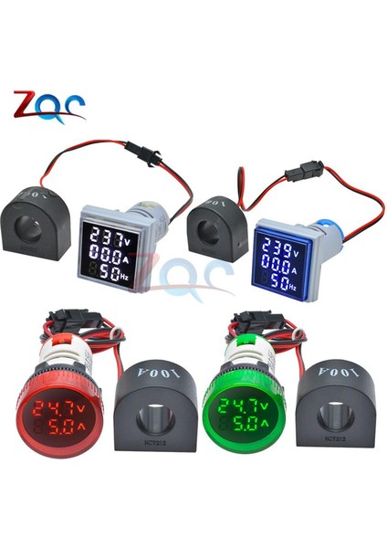Ac 60 500V 110V 220V Ampermetre Voltmetre Hz Hertz Frekans Ölçer 22MM Dijital Akım Gerilim Amp Sinyal Işığı LED Lamba Göstergesi (Yurt Dışından) fiyatları