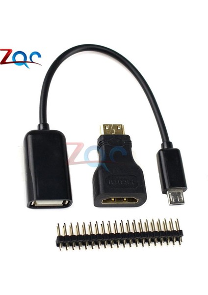 3 In 1 Raspberry Pi Zero W Kiti Mini HDMI - HDMI Adaptörü + Mikro USB - USB Dişi Kablo + Erkek Gpıo Başlığı (Yurt Dışından)