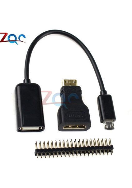 3 In 1 Raspberry Pi Zero W Kiti Mini HDMI - HDMI Adaptörü + Mikro USB - USB Dişi Kablo + Erkek Gpıo Başlığı (Yurt Dışından)