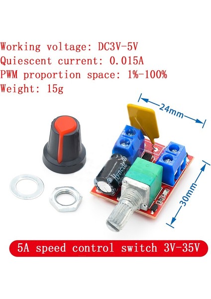 Dc 1.8V-35V 2A 3A 5A 10A 30W 80W 90W Pwm Motor Hız Kontrol Cihazı Alçak Gerilim Motor Hız Kontrol Cihazı Pwm Ayarlanabilir Sürücü Modülü (Yurt Dışından)