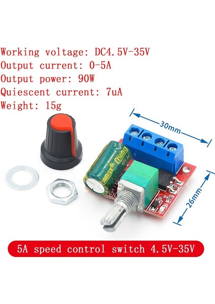 Dc 1.8V-35V 2A 3A 5A 10A 30W 80W 90W Pwm Motor Hız Kontrol Cihazı Alçak Gerilim Motor Hız Kontrol Cihazı Pwm Ayarlanabilir Sürücü Modülü (Yurt Dışından)