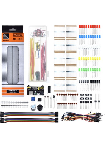 Arduino Kiti Için Elektronik Bileşen Temel Başlangıç 830 Bağlantı Noktalı Breadboard Kablo Direnç Kondansatör LED Potansiyometre (Yurt Dışından)