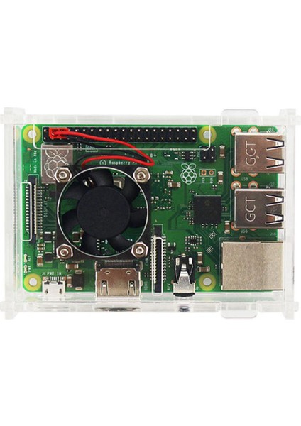 Raspberry Pi 3 Için Model B+(Plus) Akrilik Kılıf Şeffaf Kutu Kapağı Kabuk + Soğutma Fanı+Alüminyum Isı Emici Raspberry Pi 3 Model B+/b Için - Şeffaf (Yurt Dışından)
