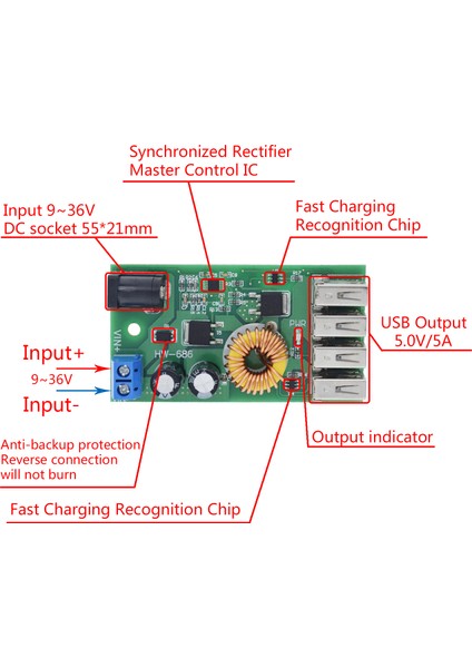 Dc-Dc 9V 12V 24V 36V 5V Adım Aşağı Kurulu 5A 4 USB Çıkışı Buck Dönüştürücü Voltaj Regülatörü Modülü Alüminyum Kabuk ile Telefonlar Için (Yurt Dışından)