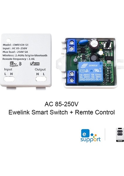 Oypfxmı Ewelınk Akıllı Wifi Işık Anahtar Modülü 1ch Ac 85-250 V 2.4g Uzaktan Kumanda 1 Kanal Inching Röle Alexa Google Ev Için (Yurt Dışından) fırsatları