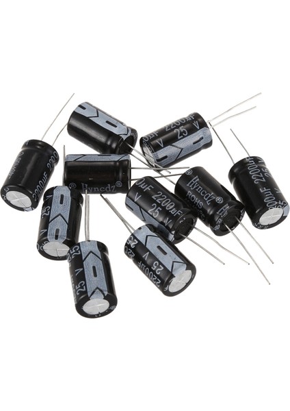 10 Adet Siyah 2200 Uf 25 V Alüminyum Elektrolitik Kondansatörler 1.3*1.3*2.1 cm (Yurt Dışından)