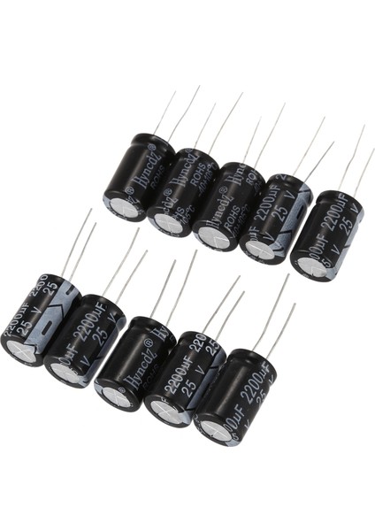 10 Adet Siyah 2200 Uf 25 V Alüminyum Elektrolitik Kondansatörler 1.3*1.3*2.1 cm (Yurt Dışından)
