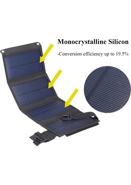 Kamp Cep Telefonu Tablet Cihazları Bankası Için USB Çıkışlı Solar Şarj Cihazı ile Katlanabilir Güneş Paneli Güneş Pili (Yurt Dışından) modelleri