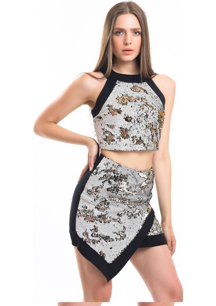 Beli Lastikli Önü Payet Arkasi Dalgiç Zarf Etek | ETK34172YN Bej Gümüş modelleri