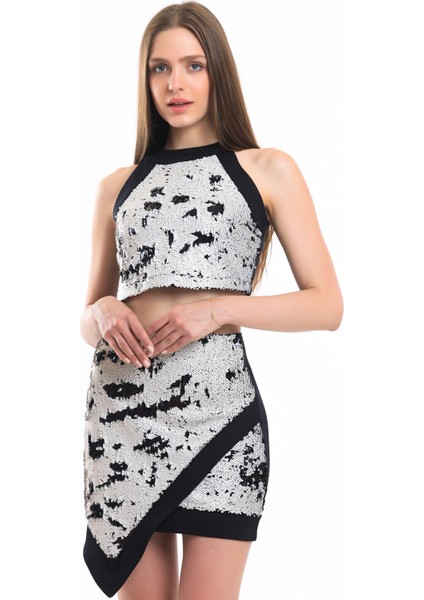 Beli Lastikli Önü Payet Arkasi Dalgiç Zarf Etek | ETK34172YN Bej Siyah fiyatları