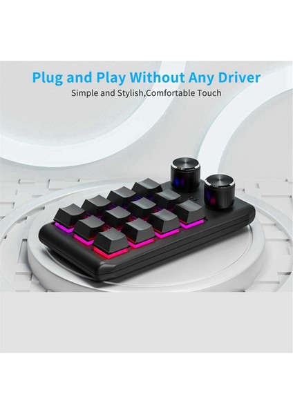 Özel Klavye Ses Düğmesi Düğmesi Programlama Makro Oyun Hotswap Tuş Takımı Beyaz, 12 Tuş 2 Düğme Bluetooth (Yurt Dışından)