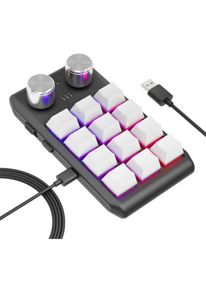 Özel Klavye Ses Düğmesi Düğmesi Programlama Makro Oyun Hotswap Tuş Takımı Beyaz, 12 Tuş 2 Düğme Bluetooth (Yurt Dışından)