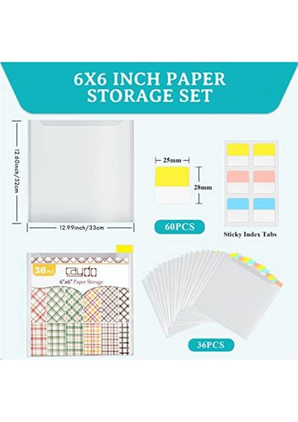 36 Adet Koleksiyon Defteri Kağıdı Depolama, Kağıt Organizatör Depolama 60 Adet Yapışkan Dizin Sekmeleri ile Tutmak Için 32X33CM Koleksiyon Defteri Kağıdı (Yurt Dışından)