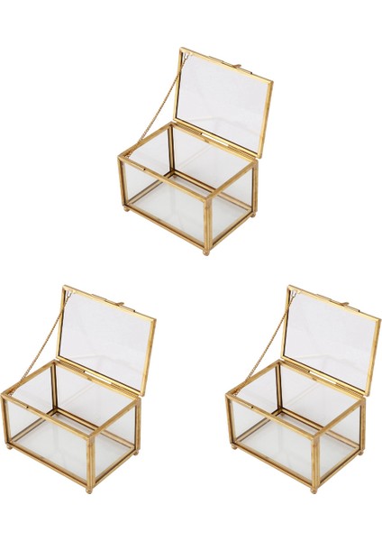 3x Geometrik Cam Tarzı Mücevher Kutusu Masa Konteyner Takı Hatıra Ev Dekorasyon Bitkiler Konteyner Görüntülenmesi Için (Yurt Dışından)