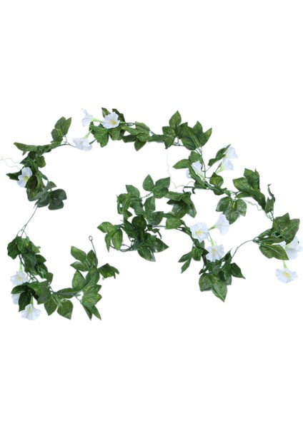 Yapay Morning Glory Asma Asılı Duvar Tesisi Garland Bahçe Duvar Çiti, Beyaz ve Yeşil (Yurt Dışından)