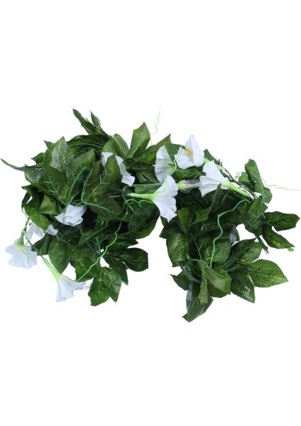 Yapay Morning Glory Asma Asılı Duvar Tesisi Garland Bahçe Duvar Çiti, Beyaz ve Yeşil (Yurt Dışından) fiyatları