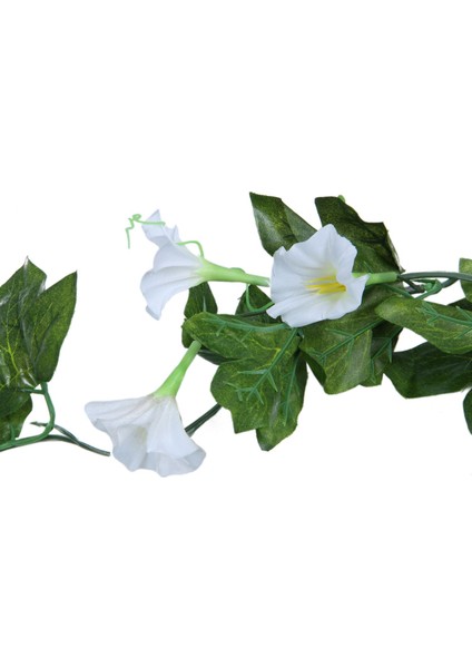 Yapay Morning Glory Asma Asılı Duvar Tesisi Garland Bahçe Duvar Çiti, Beyaz ve Yeşil (Yurt Dışından) indirimleri