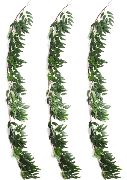 3 Paket (16.8ft) Yapay Söğüt Yaprakları Sarmaşıklar Dallar-Ipek Asılı Söğüt Bitki Yeşillik Çelenk Dize Iç Mekan Için (Yurt Dışından)