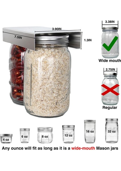Gıda Depolama Için Mason Kavanoz Organizatör Tutucu Raf, 4oz, 8oz, 12OZ, 16OZ, 24OZ, 32OZ, 64OZ A Için Konserve Askısı Aksesuarları (Yurt Dışından) fırsatları