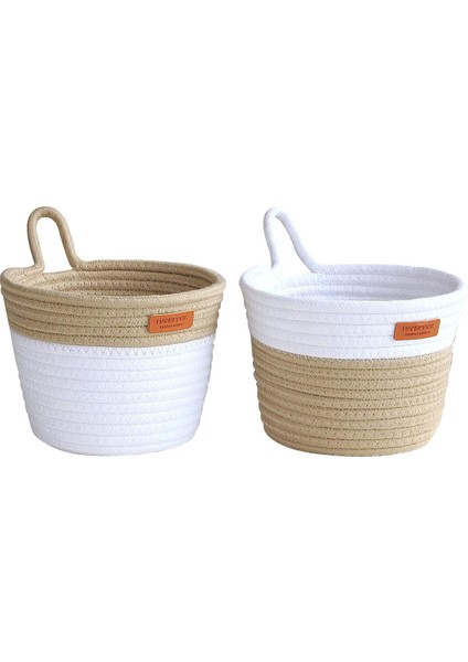 Duvar Asılı Sepet Depolama, Pamuk Halat Dokuma Küçük Asılı Sepetler Saplı Dekor Bitki Sepeti (2 Paket) (Yurt Dışından)