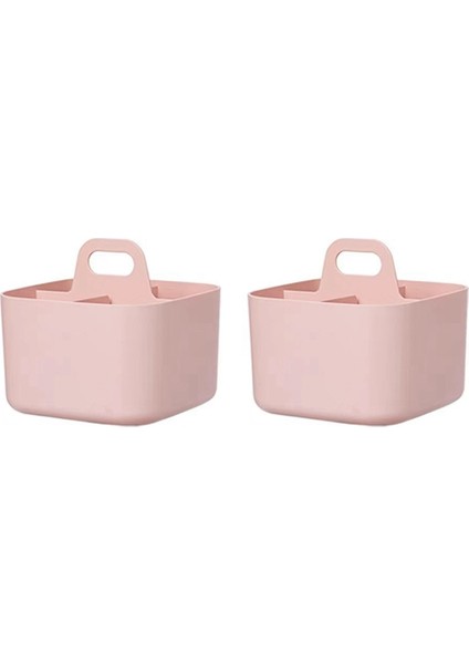 2pcs Caddys Organizatör, Saplı Istiflenebilir Plastik Caddy'ler, Masa Caddy'leri, Sanat Organizatörleri ve Depolama, Makyaj Caddy'leri Pembe (Yurt Dışından)
