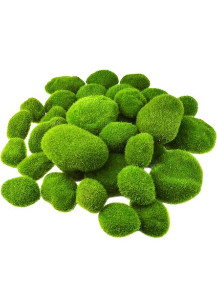32PCS 5 Boyutlu Kayalar Dekoratif Yeşil Yosun Topları Yosun Dekor Düzenlemeleri (Yurt Dışından)