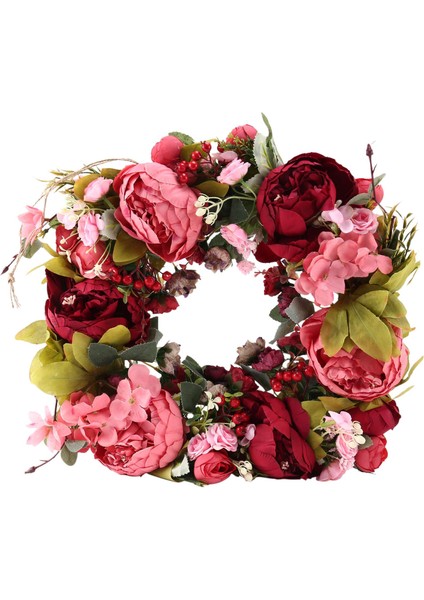 16 Inç Çelenk Yapay Çiçek Kapı Çelengi Ön Kapı Dekoru Için Bahar Çelengi Ile, Düğün, Duvar, Ev Dekor (Deepred) (Yurt Dışından)