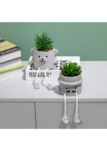 Yapay Saksı Bitki Etli Bitki Sevimli Asılı Bacak Seramik Saksı Succulents Dekor Masa Raf A (Yurt Dışından)