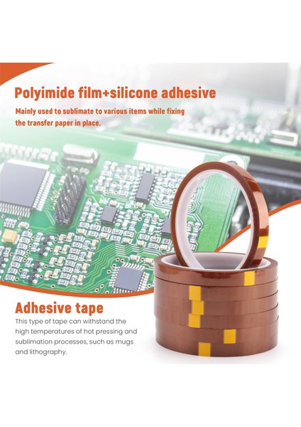 10 Rulo 10MM x 33M 108FT Isı Pres Bandı - Isı Transferi Için Isıya Dayanıklı Süblimasyon Bandı, 3D Yazıcılar Yüksek Sıcaklık Bandı ve Elektronik Poliimid Bant Kalıntı Yok (Yurt Dışından)