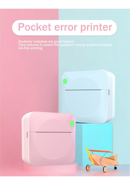 Mini Termal Etiket Yazıcısı Öğrenci Yanlış Soru Fotoğraf Barkod Yazıcı Taşınabilir Çok Fonksiyonlu Etiket Yazıcısı Mavi (Yurt Dışından) fiyatları