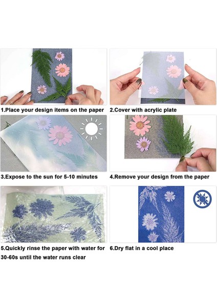 219 Adet Güneş Baskı Kağıdı Cyanotype Kağıt Seti, Güneş Çizim Kağıdı Hassasiyeti Doğa Baskı Kağıdı (Yurt Dışından)