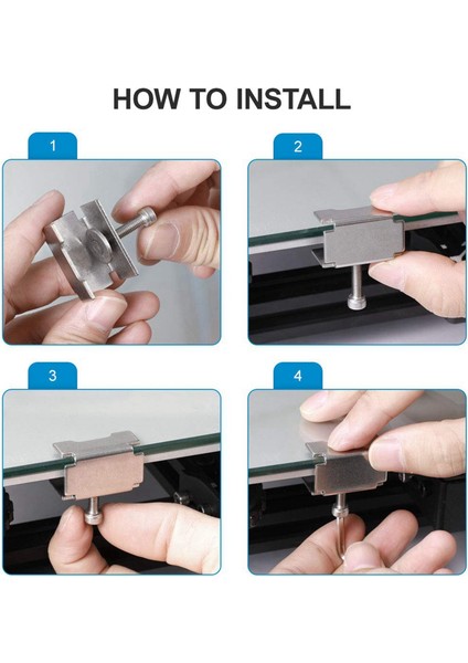 3/3 Pro/v2/3s, 5/pro, Ayarlanabilir 3D Yazıcı Klips Kelepçe Aksesuarlarıyla Uyumlu Cam Yatak Klipsi, 8 Adet (Yurt Dışından)