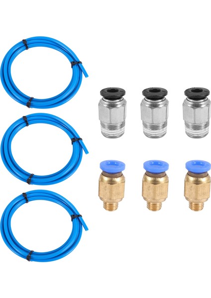Ptfe Tüp Ptfe Mavi Boru (1,5 Metre) 3 Parça Pc4-M6 Bağlantı Elemanı ve 3 Parça PC4-M10 Erkek Düz Pnömatik Pefe Boru Itme Bağlantı Konnektörü 3D Yazıcı Için 1.75MM Filament (Yurt Dışından)