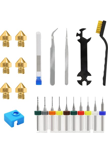 Mk8 3D Yazıcı Nozulları, Ender3 Nozul Temizleme Kitleri Için 3D Yazıcı Nozul Bakım Kiti 3D Yazıcı Araçları (Yurt Dışından)