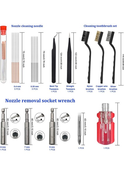 36 Pcs 3D Yazıcı Araç Seti 3'ü 1 Arada Nozul Değiştirme Aracı, Nozul Değiştirme ve Model Çıkarma, Temizleme Için (Yurt Dışından)