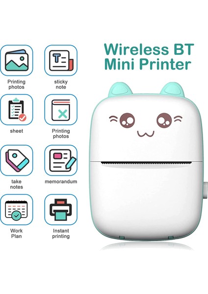 Mini Yazıcı, Taşınabilir Cep Yazıcısı, Bluetooth Kablosuz Akıllı Termal Mürekkepsiz Yazıcı, Akıllı Telefon Fotoğraf Yazıcısı, Mavi (Yurt Dışından) fiyatları
