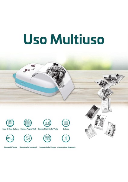 Mini Yazıcı, Taşınabilir Cep Yazıcısı, Bluetooth Kablosuz Akıllı Termal Mürekkepsiz Yazıcı, Akıllı Telefon Fotoğraf Yazıcısı, Mavi (Yurt Dışından) modelleri