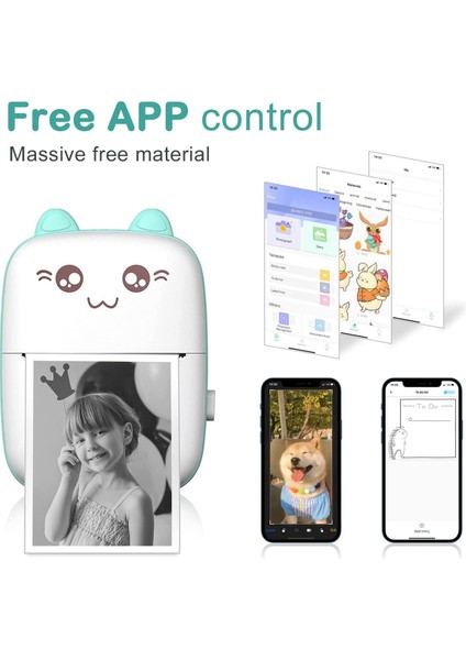Mini Yazıcı, Taşınabilir Cep Yazıcısı, Bluetooth Kablosuz Akıllı Termal Mürekkepsiz Yazıcı, Akıllı Telefon Fotoğraf Yazıcısı, Mavi (Yurt Dışından) indirimleri